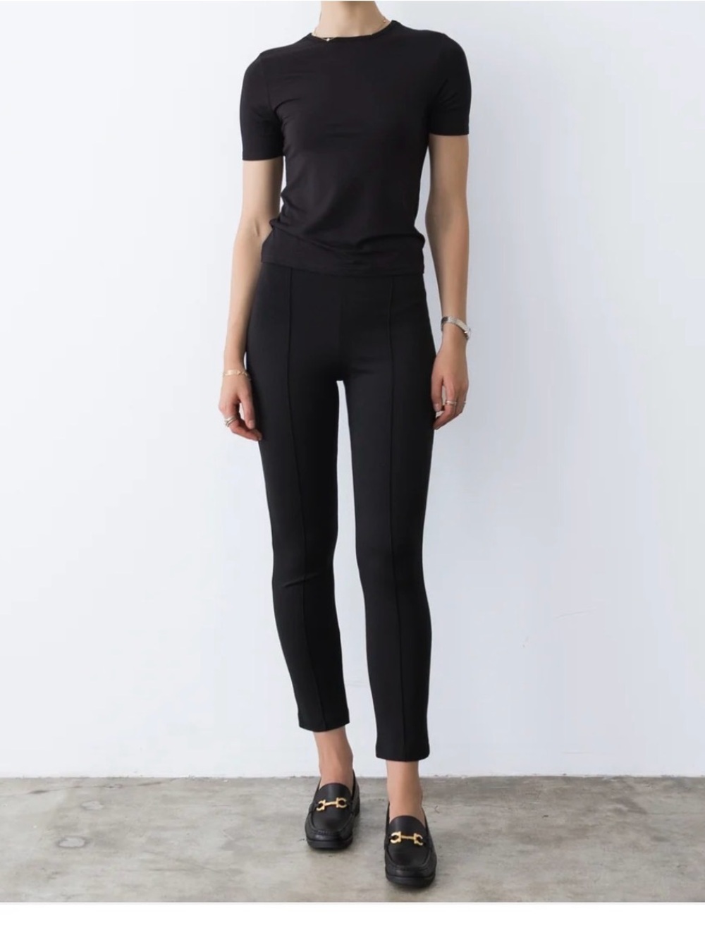 Women's Black Stretch Ankle Ponte Pants, 3
